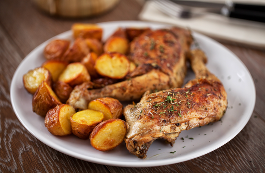 Herb-Crusted Roast Chicken Legs with Lemon and Garlic (thighs and drumstick)